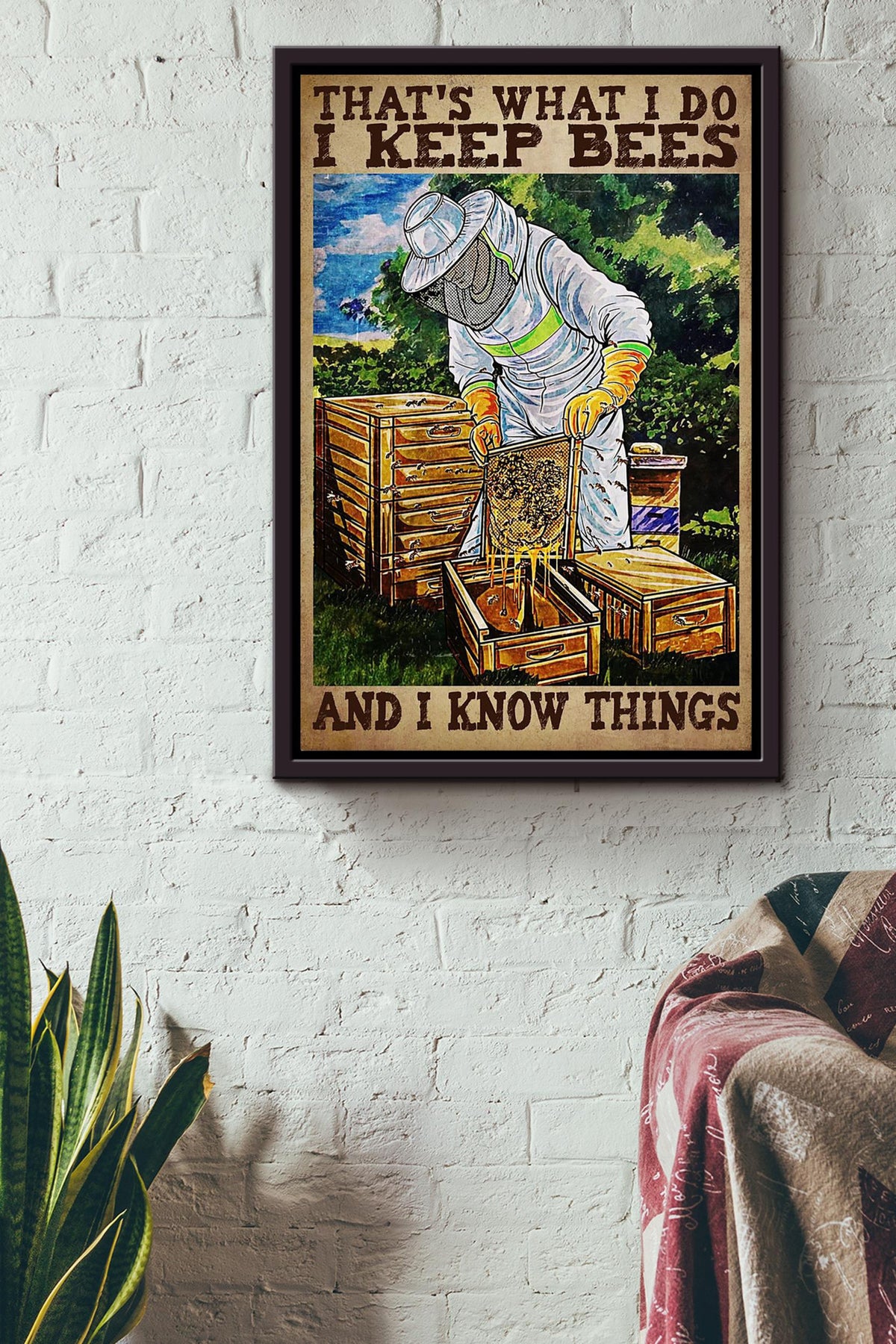 Bee Keeper Bee Wall Art Gift For Farmhouse Decor Honey Lover Kitchen Decor Framed Canvas Framed Prints, Canvas