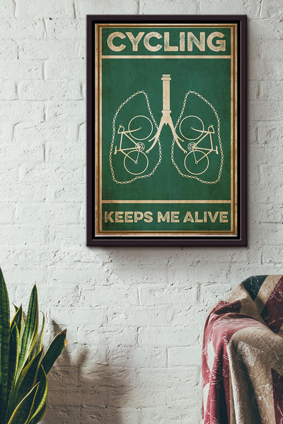Cycling Keep Me Alive Poster Framed Matte Canvas