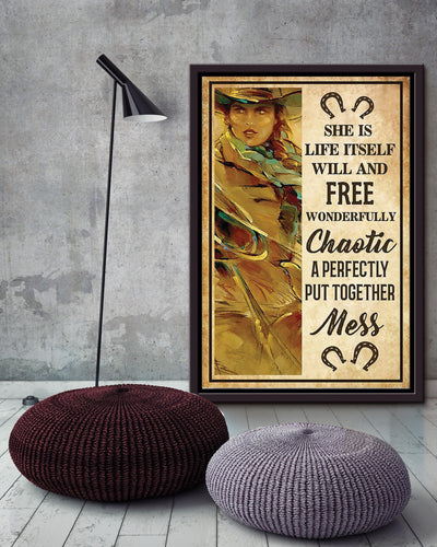 Cowgirl She Is Inspiration Quote Wall Art Gift For Farmer Cowboy Home Decor Framed Canvas Framed Prints, Canvas
