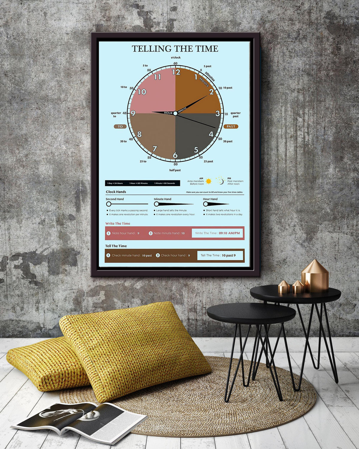Math Teacher Telling The Time Teacher Wall Art For Classroom Decor Framed Canvas Framed Prints, Canvas