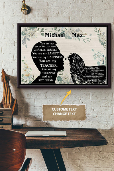 Cavalier King Charles Boy Therapist Best Friend Personalized Poster - Animal Wall Art - Gift For Dog Lover Dog Foster Puppy Fan Framed Matte Canvas Framed Prints, Canvas