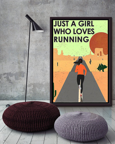 Just A Girl Loves Running Inspiration Quote Wall Art Gift For Marathon Runner Home Decor Framed Canvas Framed Prints, Canvas