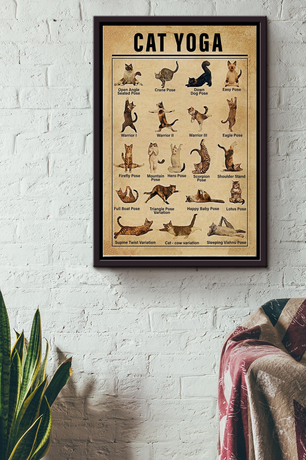 Cat Yoga Poster Artwork Wall Art Poster Canvas Prints For Home Office Living Room Decorations Framed Matte Canvas Framed Prints, Canvas