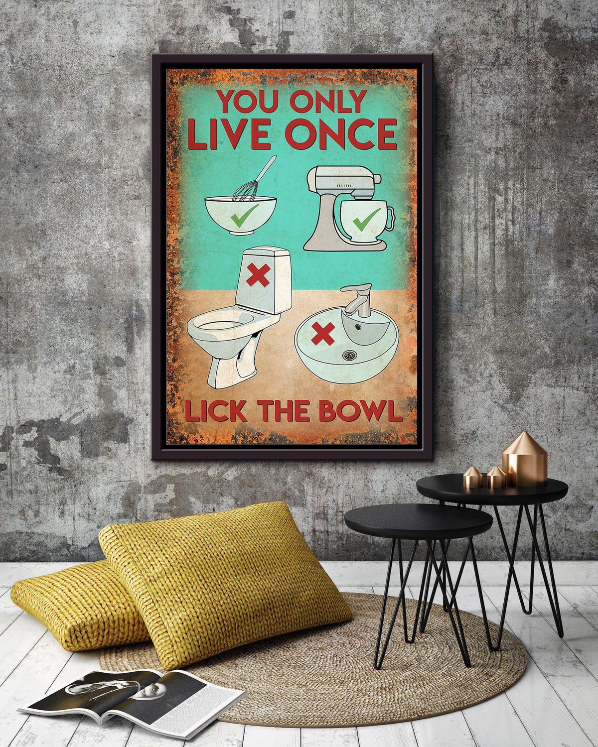 Baker You Only Live Once Bakery Wall Art Gift For Cake Lover Bakery Decor Framed Canvas Framed Prints, Canvas