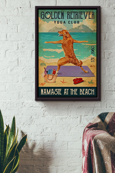 Golden Retrieve Yoga Club Animal Wall Art For Dog Lover Gift Yoga Class Decor Framed Canvas Framed Prints, Canvas