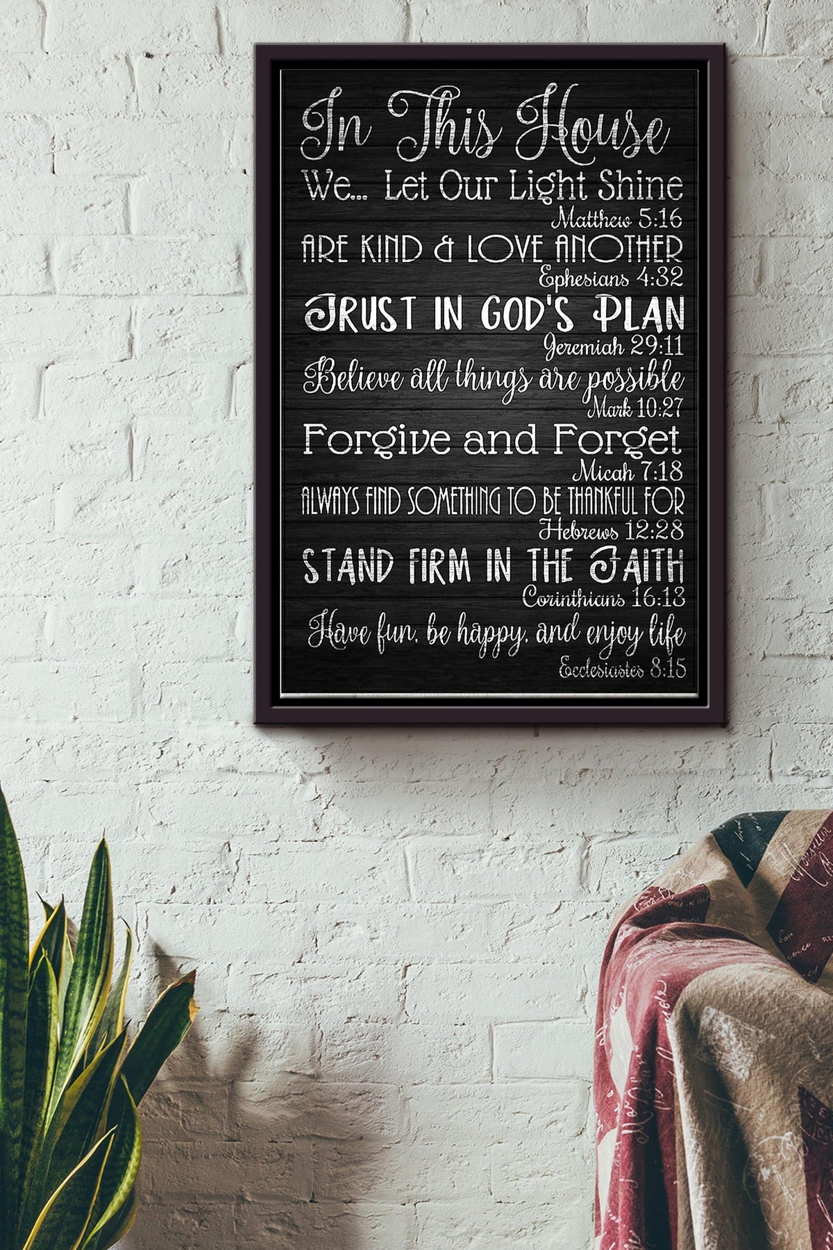 In This House We Let Our Light Shine Poster Framed Matte Canvas