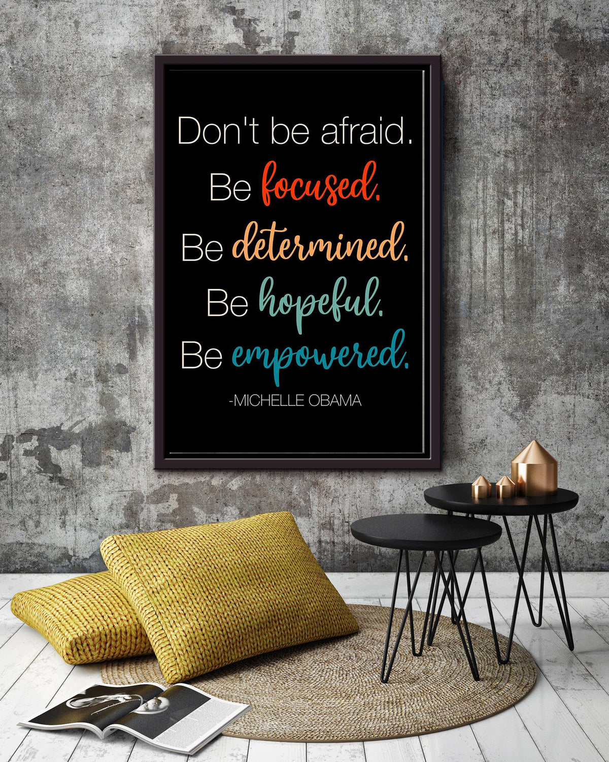 Don't Be Afraid Motivation Quote Wall Art For Home Decor Housewarming Framed Canvas Framed Prints, Canvas