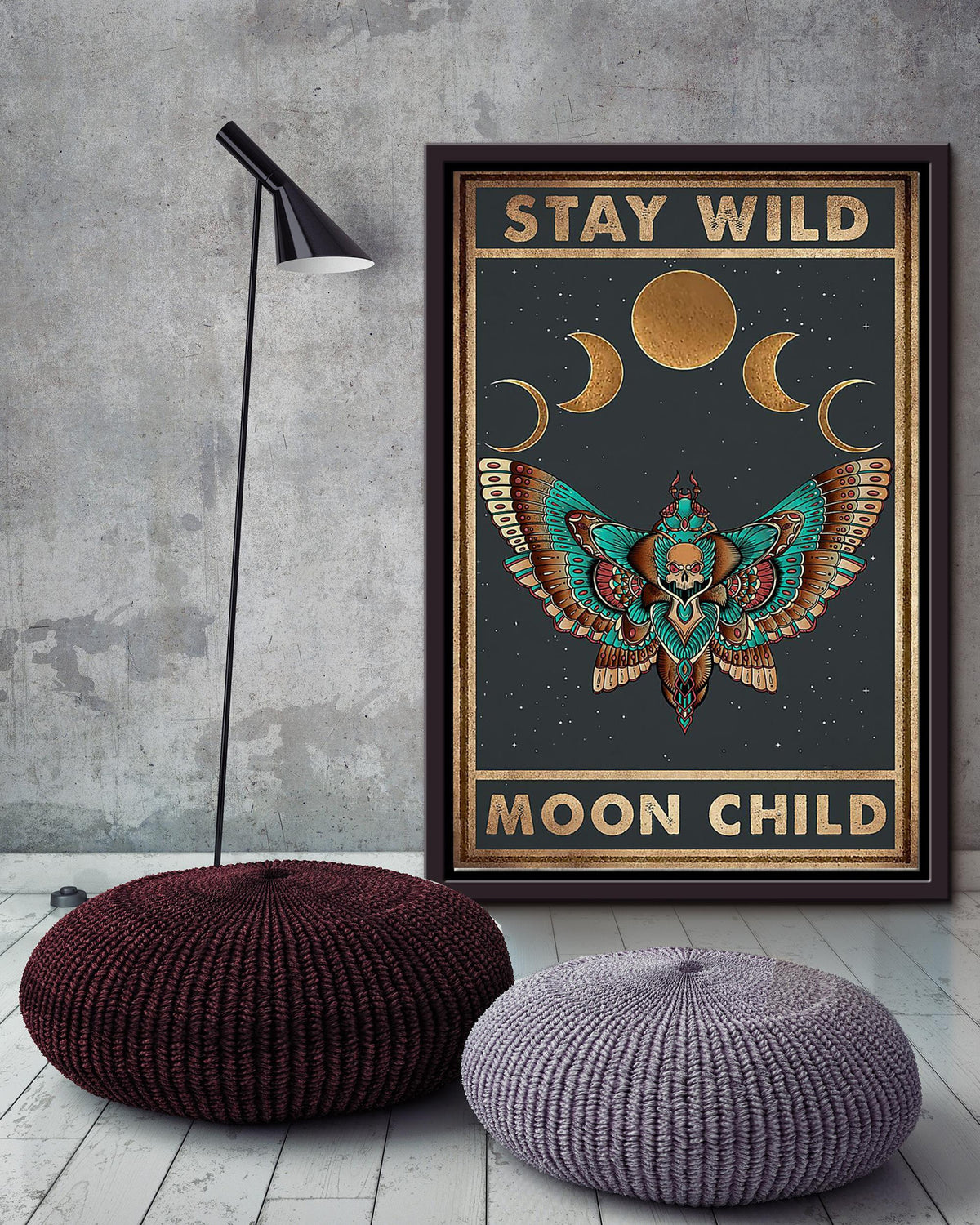Stay Wild Moon Child Keep Calming Quote Wall Art Gift For Yoga Girl Meditation Lover 01 Framed Canvas Framed Prints, Canvas