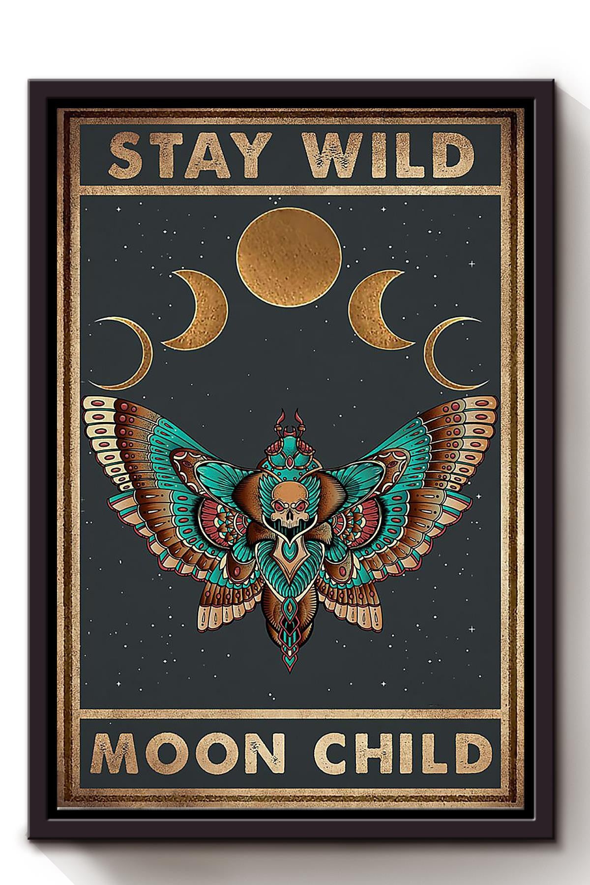 Stay Wild Moon Child Keep Calming Quote Wall Art Gift For Yoga Girl Meditation Lover 01 Framed Canvas Framed Prints, Canvas