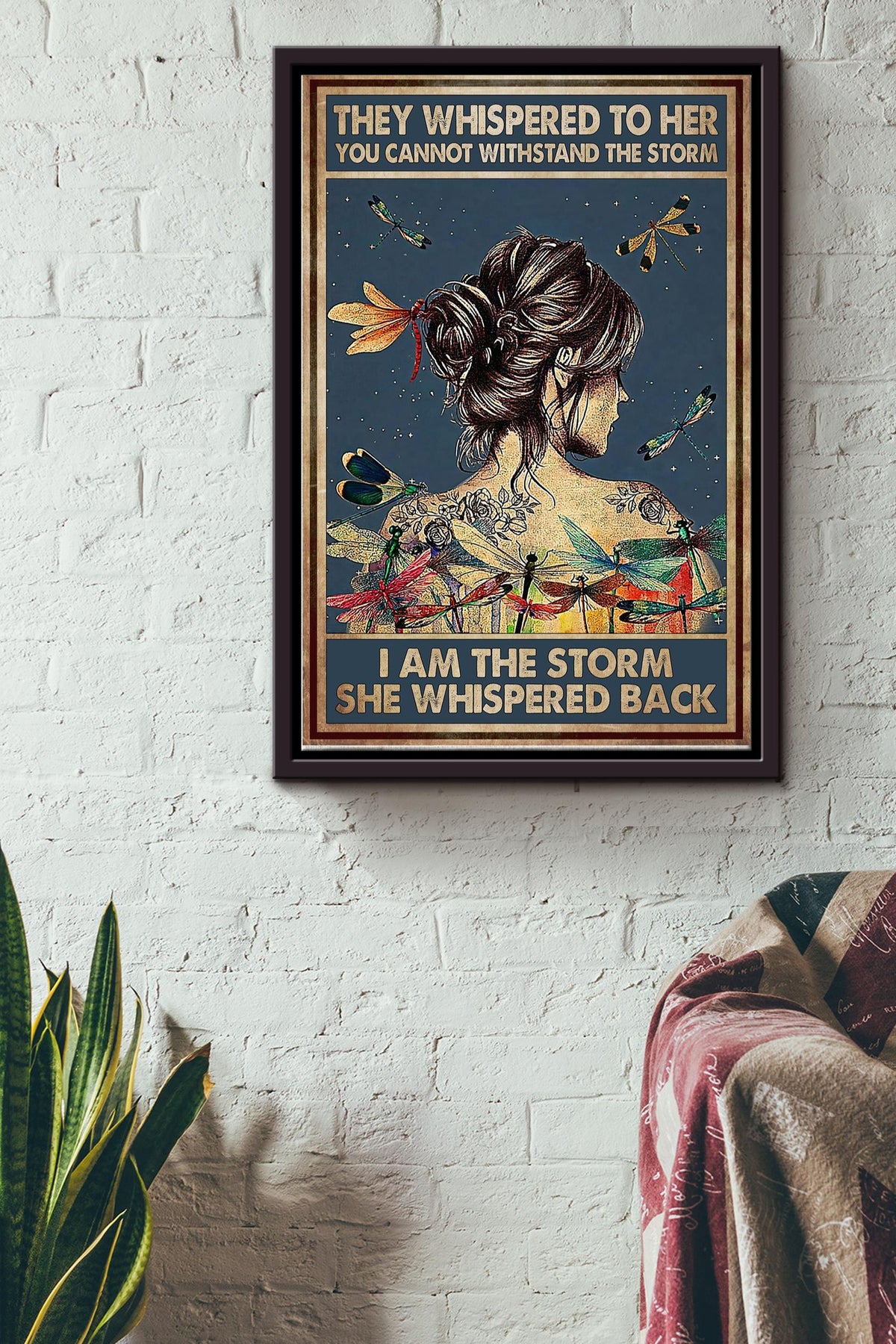 They Whispered Girl Dragonfly Poster Framed Matte Canvas