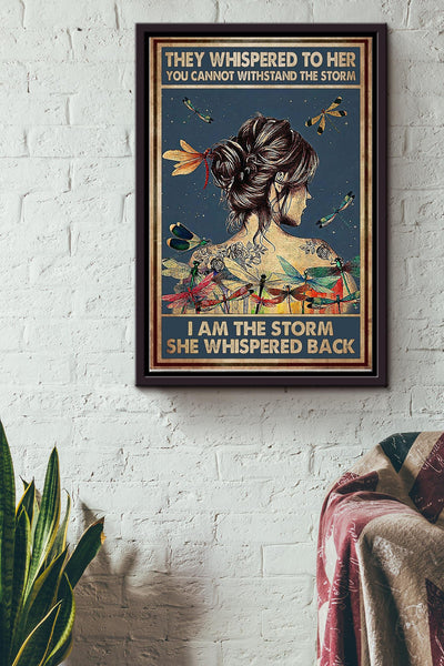 They Whispered Girl Dragonfly Poster Framed Matte Canvas
