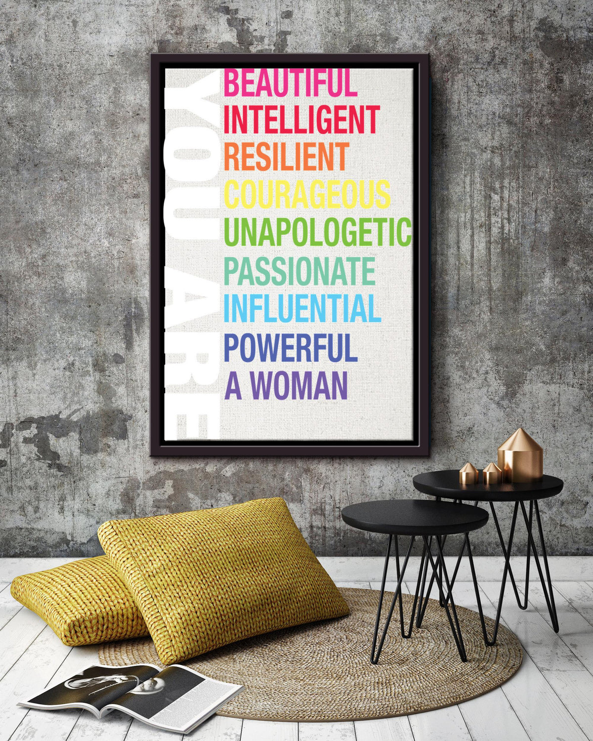 You Are Beautiful Intelligent Feminism Wall Art Gift For Mothers Day International Womens Day Framed Matte Canvas Framed Prints, Canvas