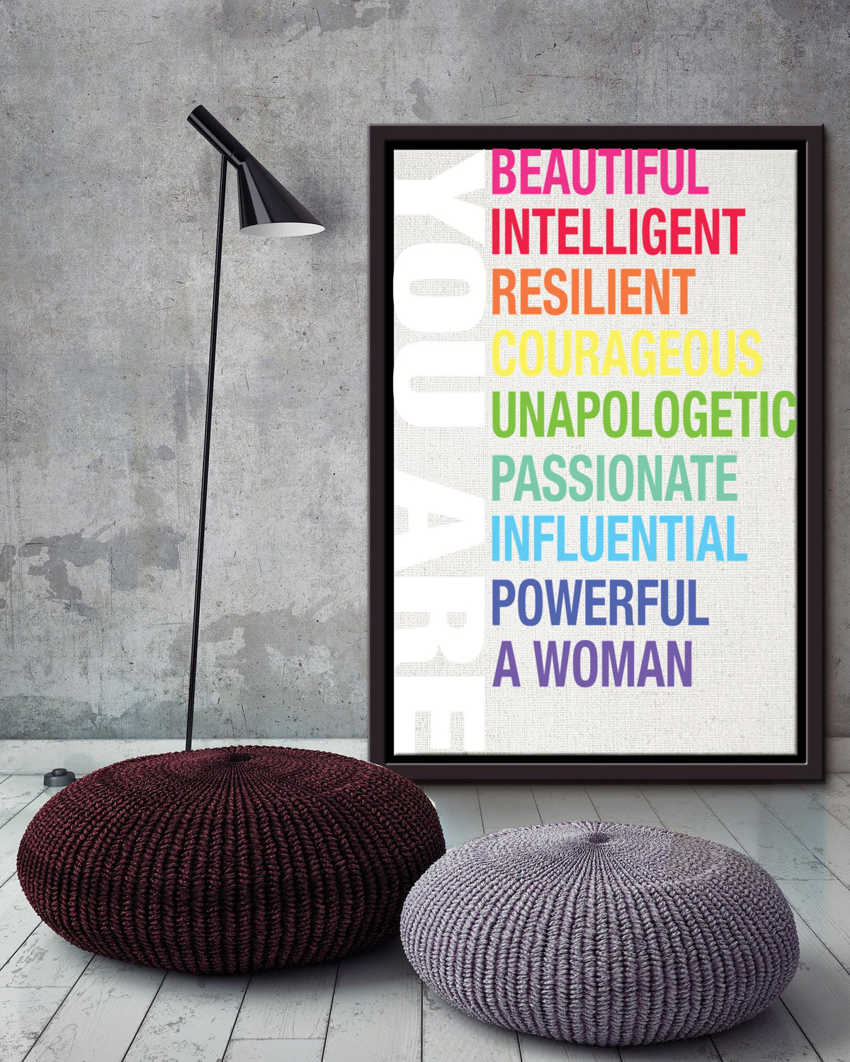 You Are Beautiful Intelligent Feminism Wall Art Gift For Mothers Day International Womens Day Framed Matte Canvas Framed Prints, Canvas