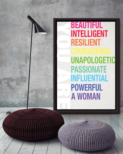 You Are Beautiful Intelligent Feminism Wall Art Gift For Mothers Day International Womens Day Framed Matte Canvas Framed Prints, Canvas