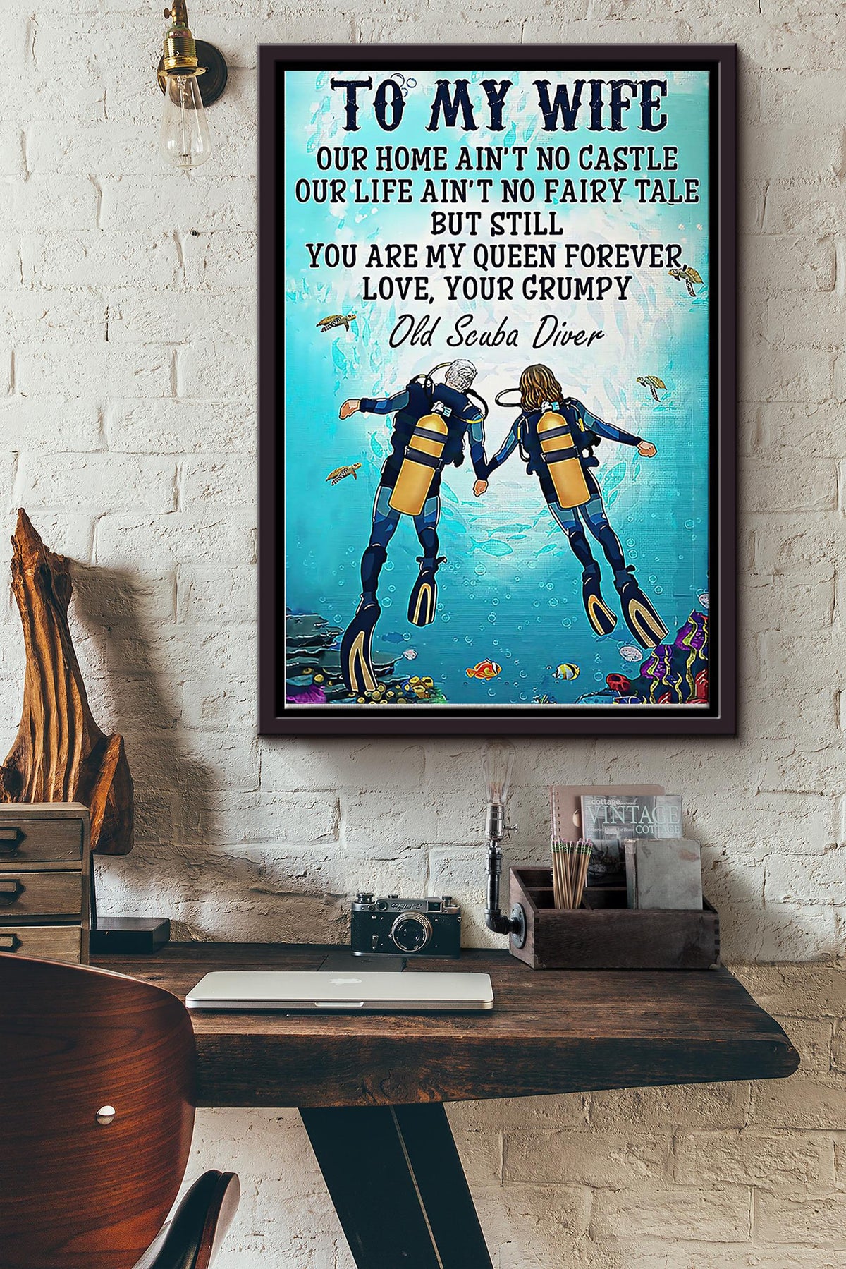 Scuba Diving - To My Wife Framed Matte Canvas