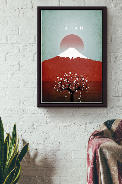Mount Fuji Travel Japanese Poster Framed Matte Canvas