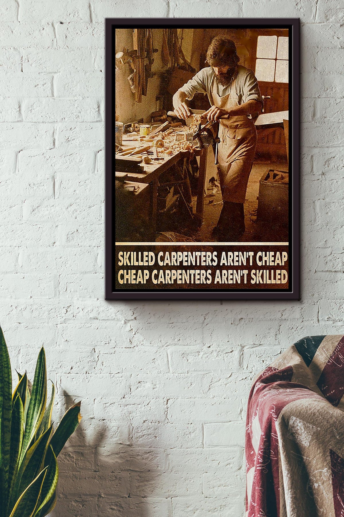 Skilled Carpenters Quote Woodworking Wall Art Gift For Carpenter Framed Canvas Framed Prints, Canvas