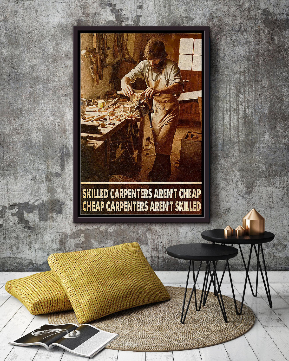 Skilled Carpenters Quote Woodworking Wall Art Gift For Carpenter Framed Canvas Framed Prints, Canvas