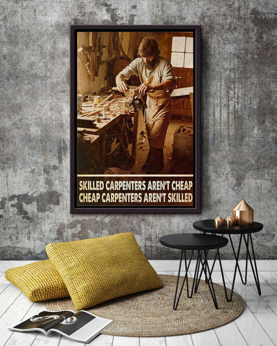 Skilled Carpenters Quote Woodworking Wall Art Gift For Carpenter Framed Canvas Framed Prints, Canvas