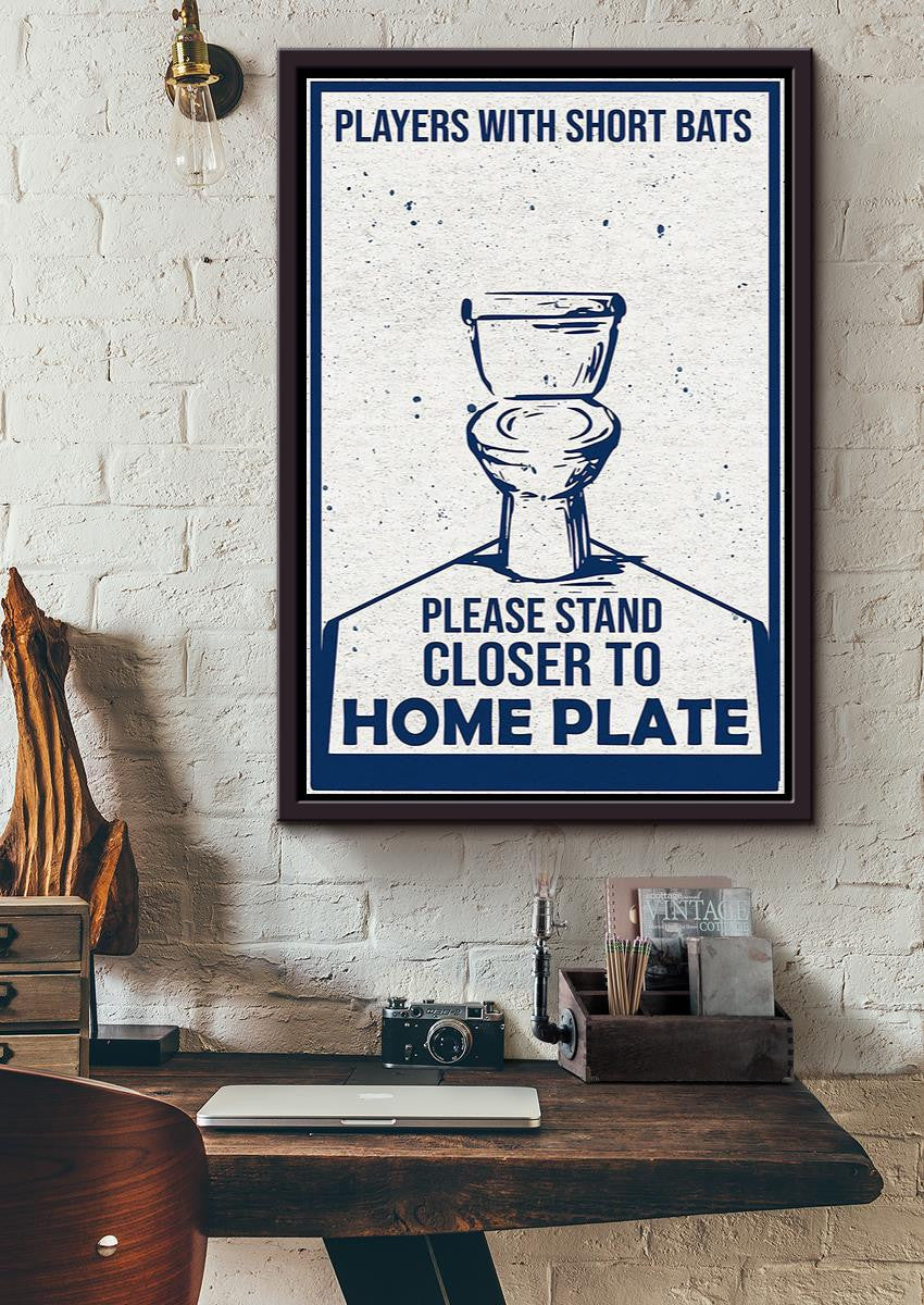 Players With Short Bars Baseball Wall Art For Baseball Player Toilet Decor Framed Canvas Framed Prints, Canvas