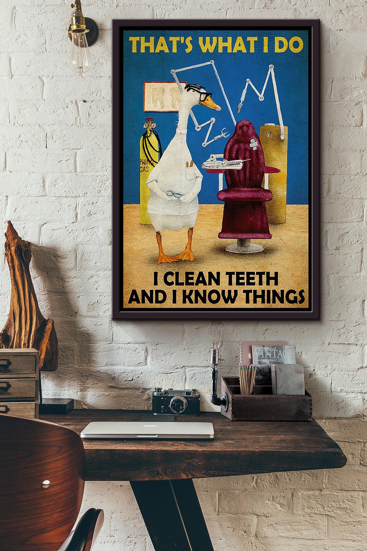 That's What I Do Clean Teeth And Know Things Gift For Dentist Framed Canvas