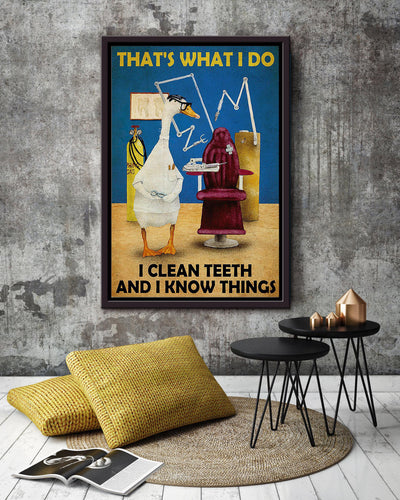 That's What I Do Clean Teeth And Know Things Gift For Dentist Framed Canvas