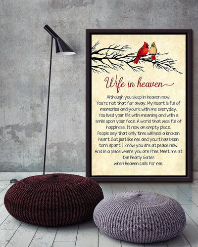 Wife In Heaven Quote Wall Art For Couple Wife Birhday Home Decor Framed Matte Canvas Framed Prints, Canvas