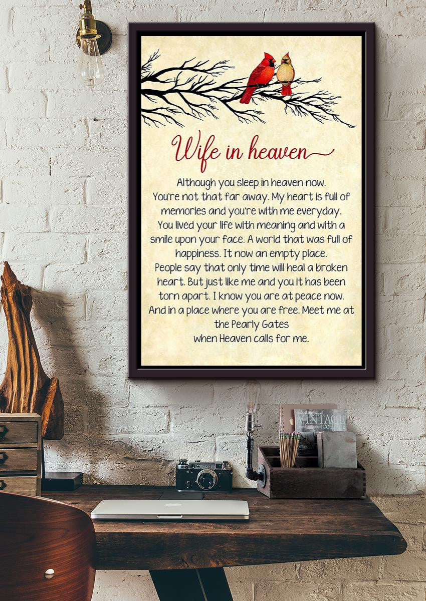 Wife In Heaven Quote Wall Art For Couple Wife Birhday Home Decor Framed Matte Canvas Framed Prints, Canvas