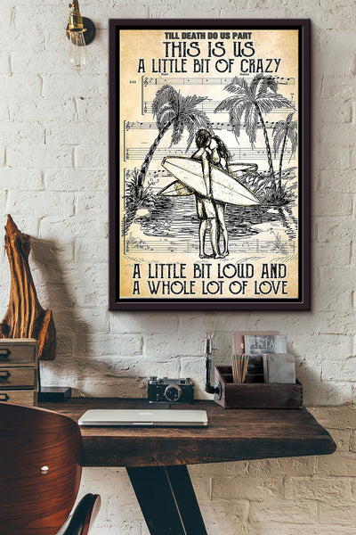 Till Death Do Us Part This Is Us Surfing Couple Drawing Poster Framed Matte Canvas