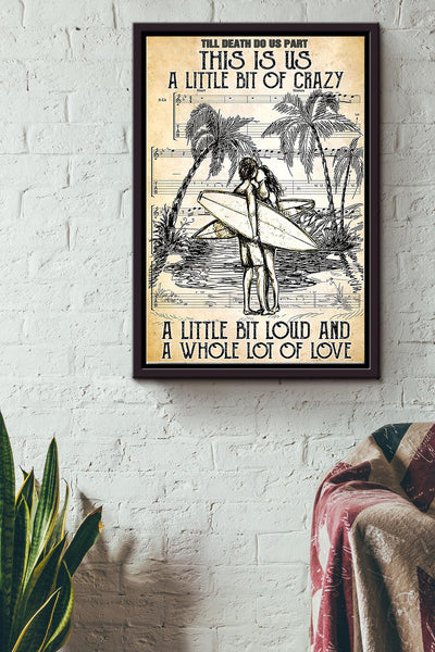 Till Death Do Us Part This Is Us Surfing Couple Drawing Poster Framed Matte Canvas