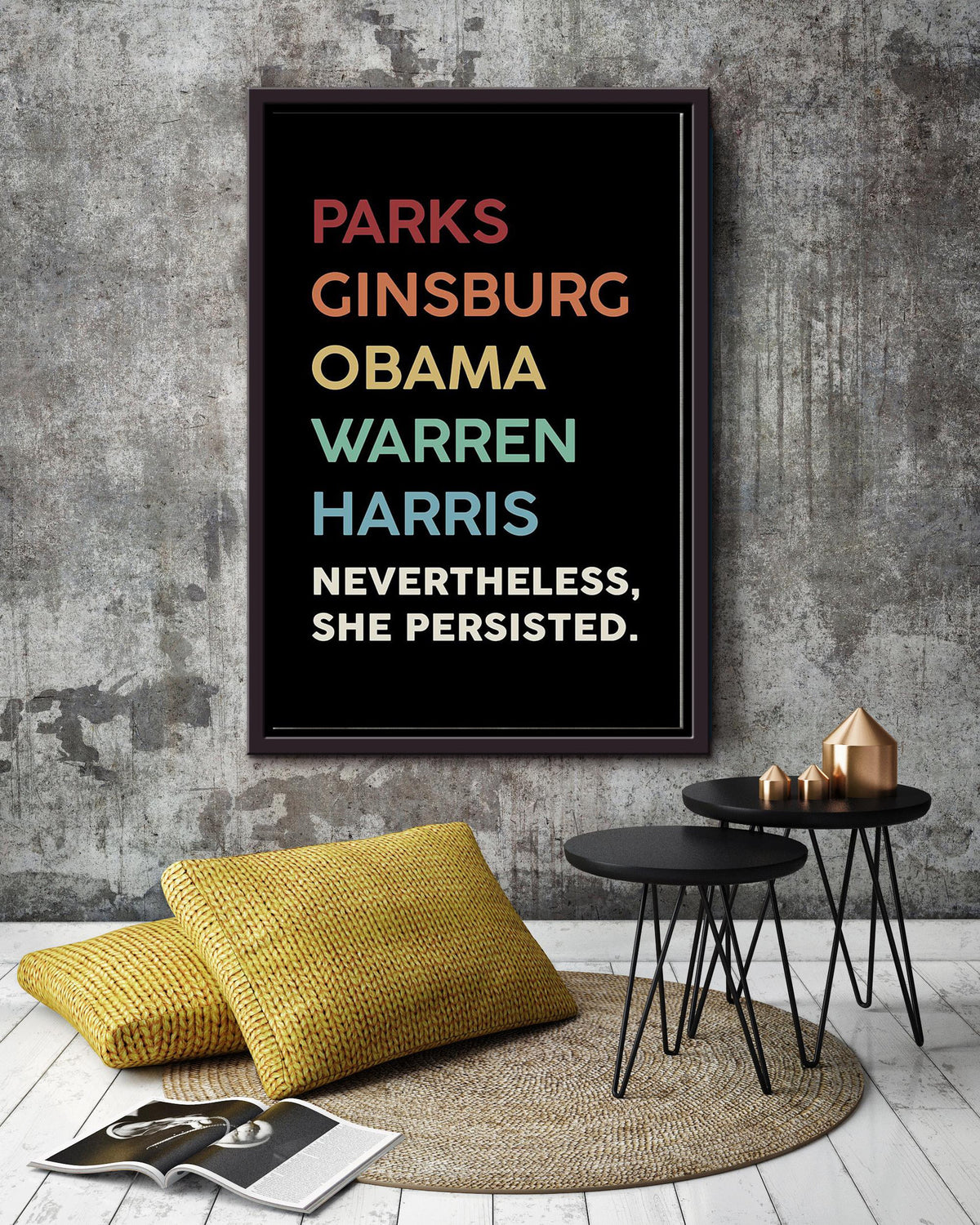 Nevertheless She Persisted Motivation Quote Wall Art For Home Decor Housewarming Framed Canvas Framed Prints, Canvas