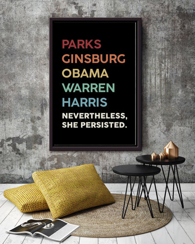 Nevertheless She Persisted Motivation Quote Wall Art For Home Decor Housewarming Framed Canvas Framed Prints, Canvas