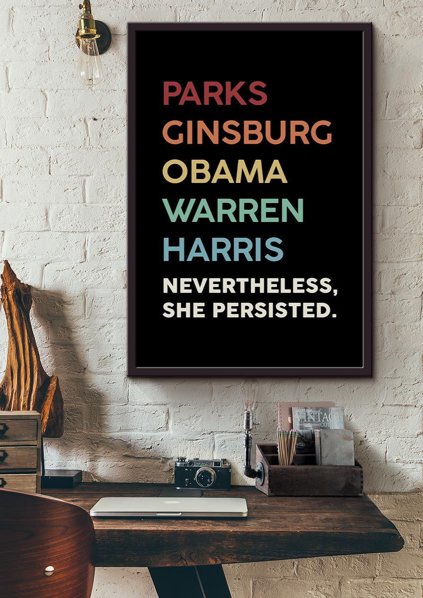 Nevertheless She Persisted Motivation Quote Wall Art For Home Decor Housewarming Framed Canvas Framed Prints, Canvas