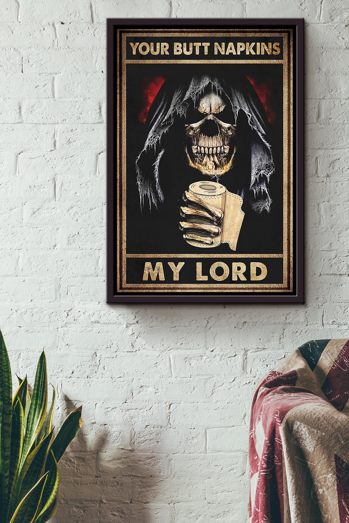 Your Butt Napkins My Lord Poster Bathroom Decor Wall Art For Halloween Night Framed Canvas Framed Prints, Canvas