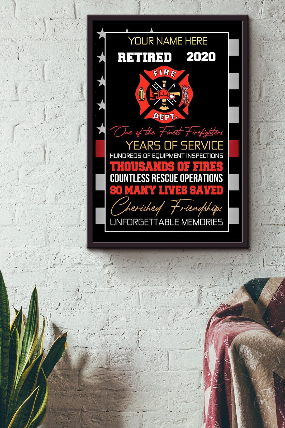 Personalized Certified For Fireman Volunteer Firefighter Retired Memorial Our Heros Framed Canvas