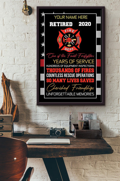 Personalized Certified For Fireman Volunteer Firefighter Retired Memorial Our Heros Framed Canvas