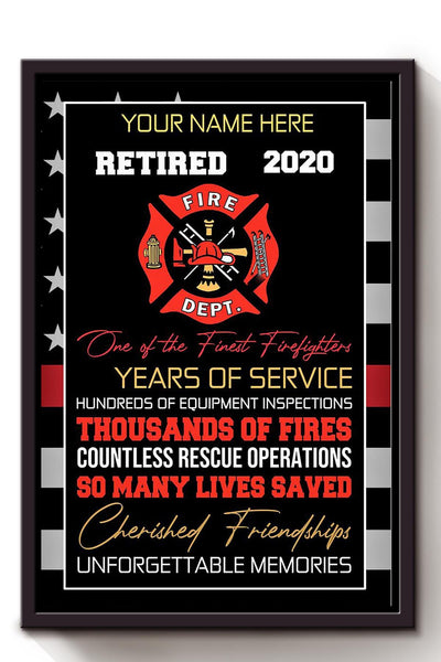 Personalized Certified For Fireman Volunteer Firefighter Retired Memorial Our Heros Framed Canvas