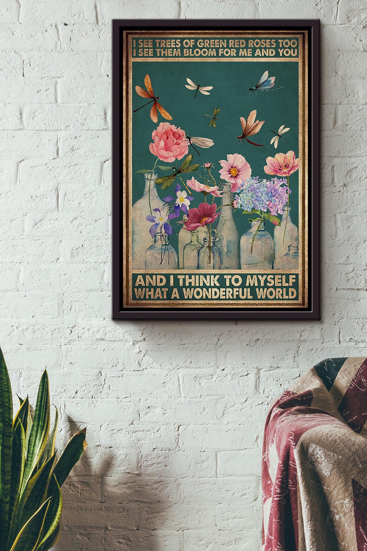 What A Wonderful World Poster Decor Art For Home Halloween (2) Framed Canvas