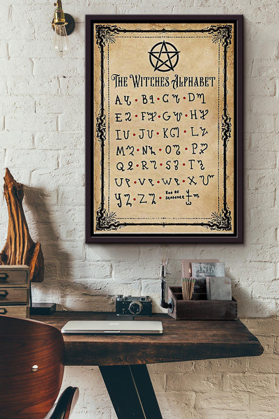 The Witch Alphabet Typography Poster Framed Matte Canvas