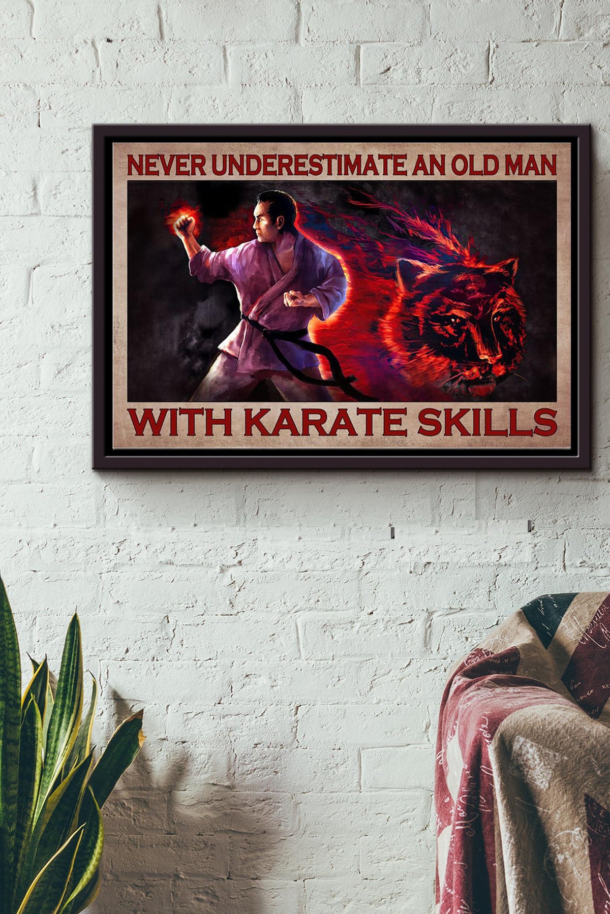 Never Underestimate An Old Man With Karate Skills Poster n Framed Matte Canvas