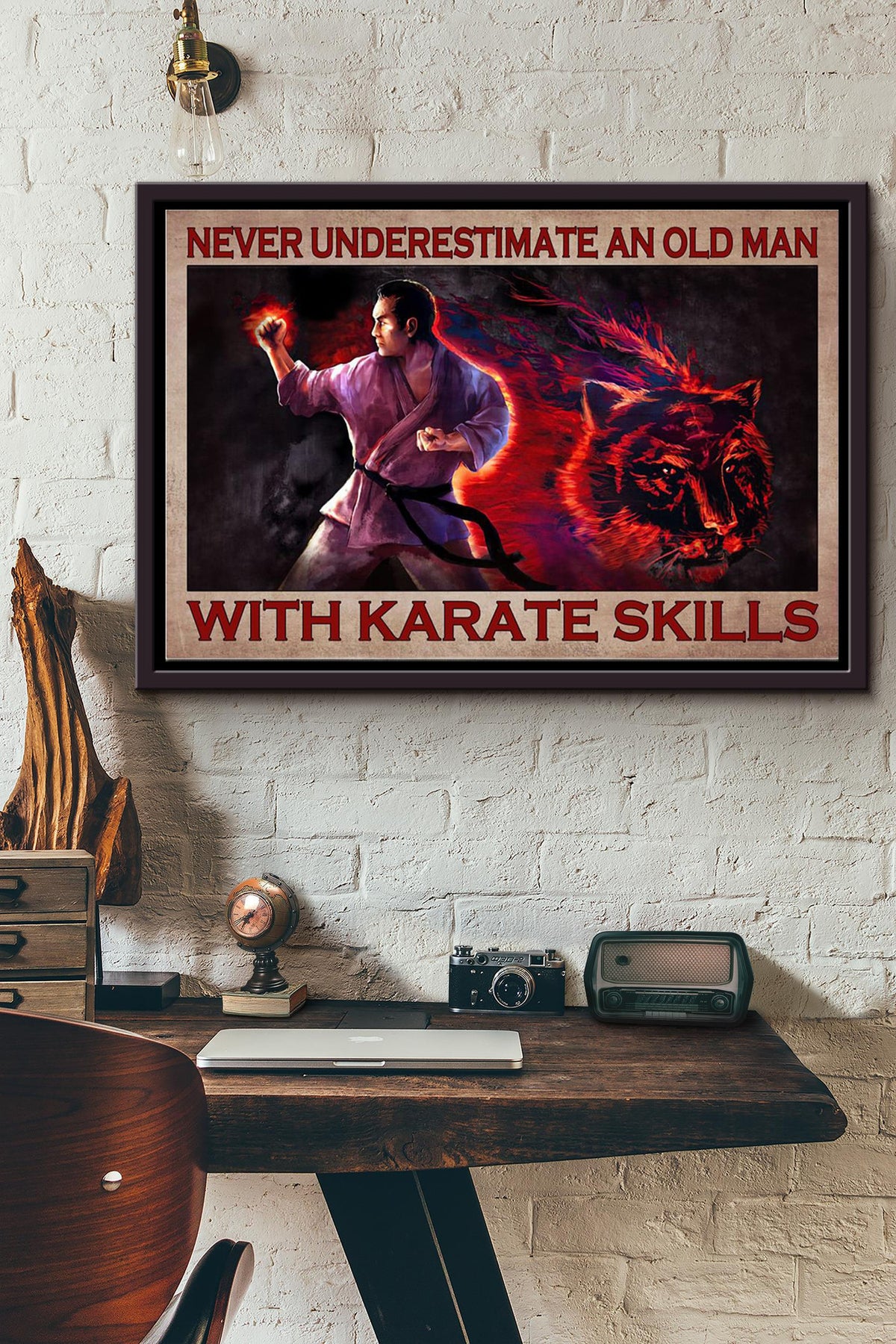 Never Underestimate An Old Man With Karate Skills Poster n Framed Matte Canvas