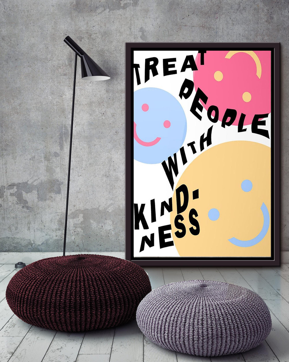 Treat People With Kindness Equality Wall Art For Nursery Pre School Kids Room Decor Framed Matte Canvas Framed Prints, Canvas