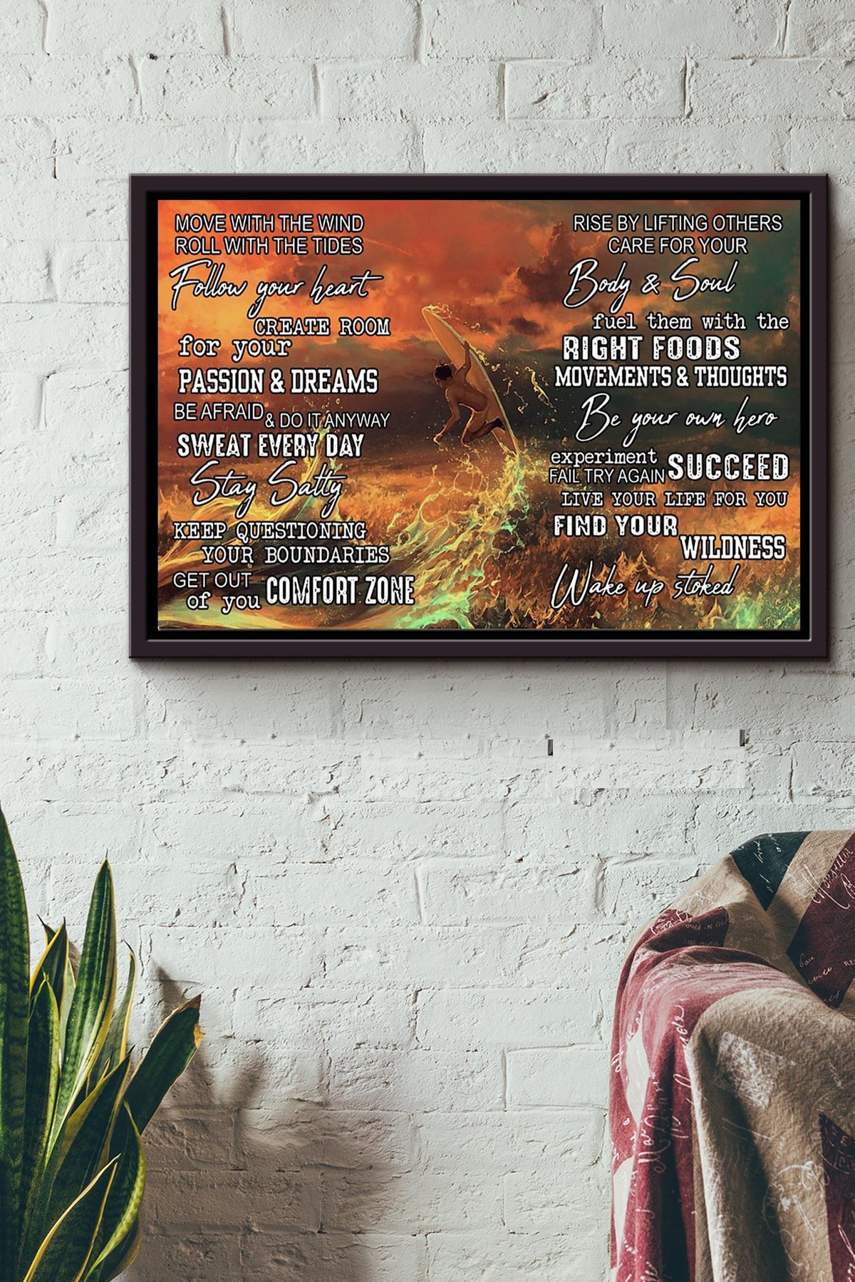 Move With The Wind Surfing Poster n Framed Matte Canvas