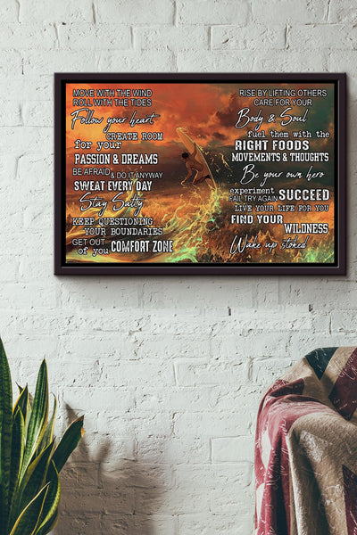 Move With The Wind Surfing Poster n Framed Matte Canvas
