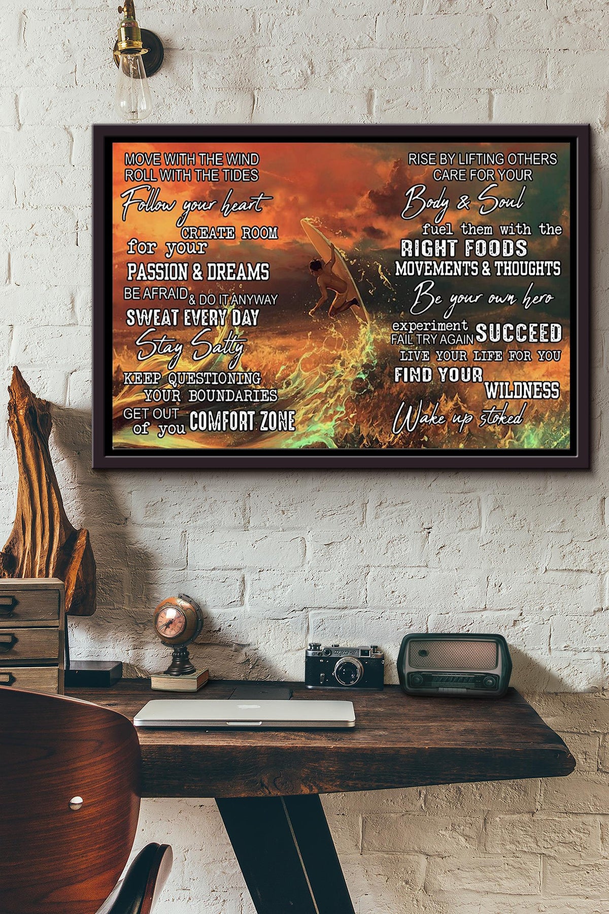 Move With The Wind Surfing Poster n Framed Matte Canvas