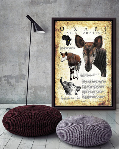 Okapi Poster Animal Wall Art For Lab Museum Decor Framed Matte Canvas Framed Prints, Canvas