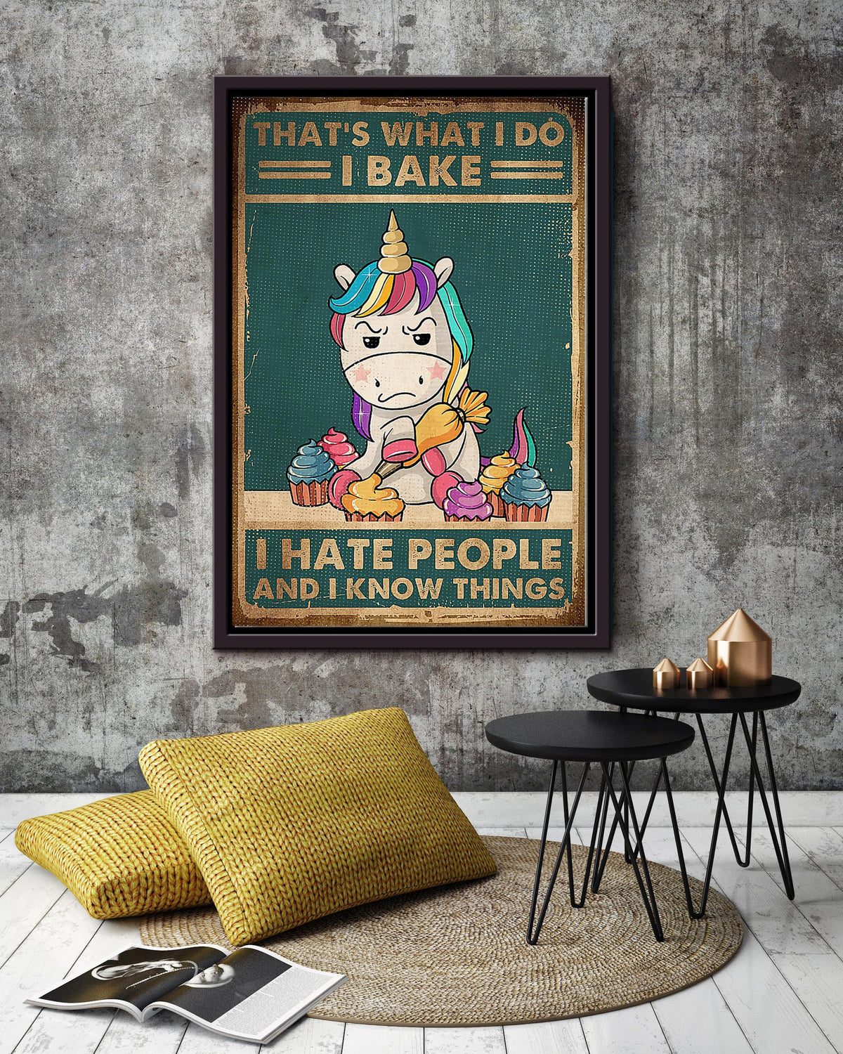 That's What I Do Bake Hate People And Know Things Wall Art Gift For Love Baking Framed Matte Canvas Framed Prints, Canvas