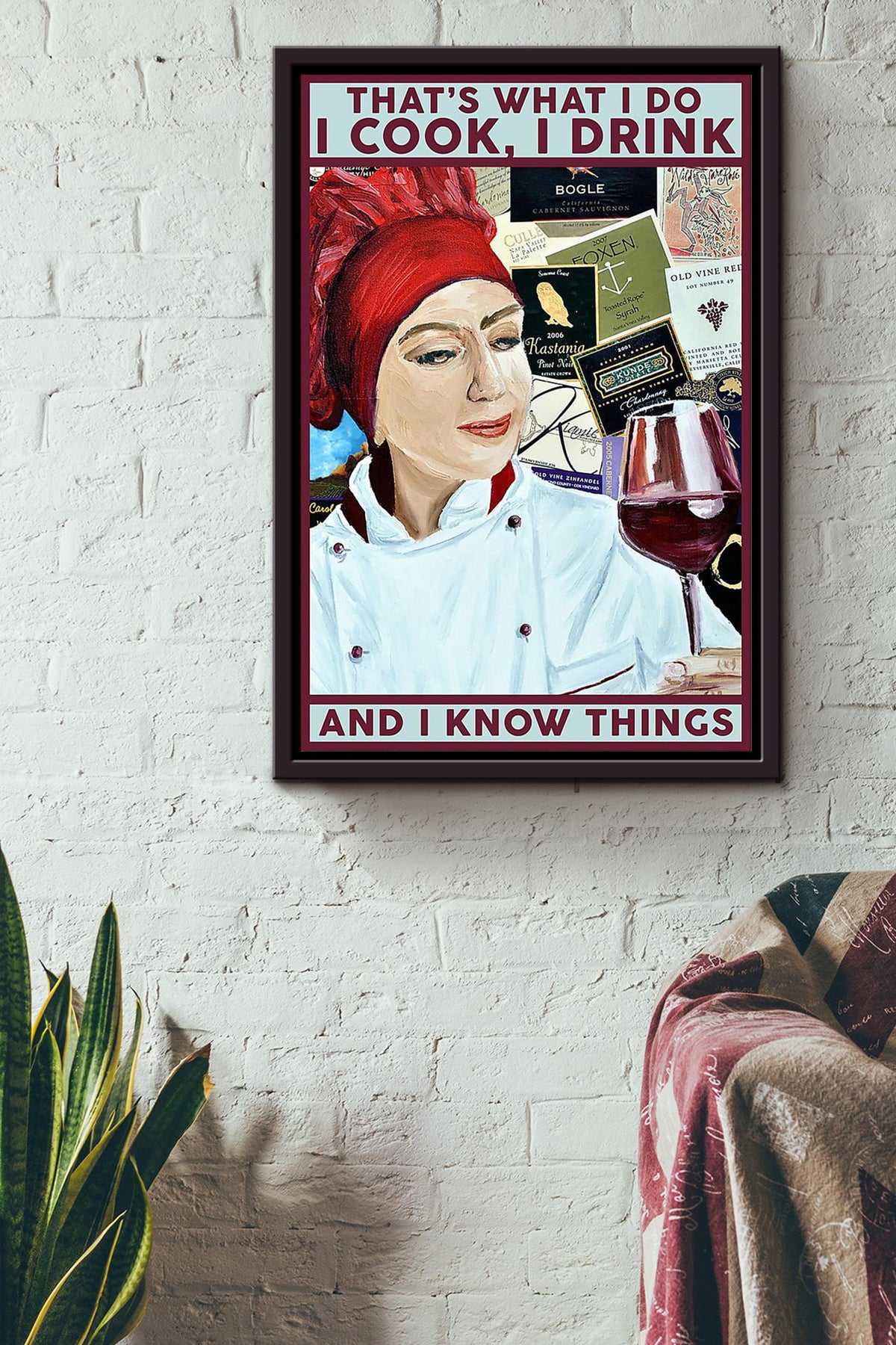 That's What I Do Cook Drink And Know Things Cooking Wall Art Gift For Chef Kitchen Decor 02 Framed Canvas Framed Prints, Canvas