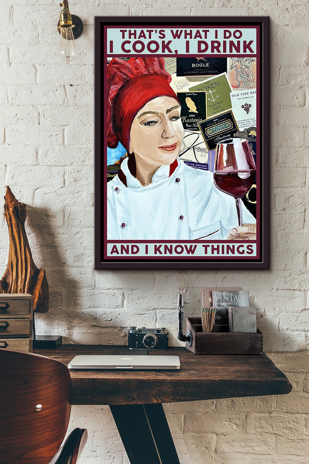 That's What I Do Cook Drink And Know Things Cooking Wall Art Gift For Chef Kitchen Decor 02 Framed Canvas Framed Prints, Canvas