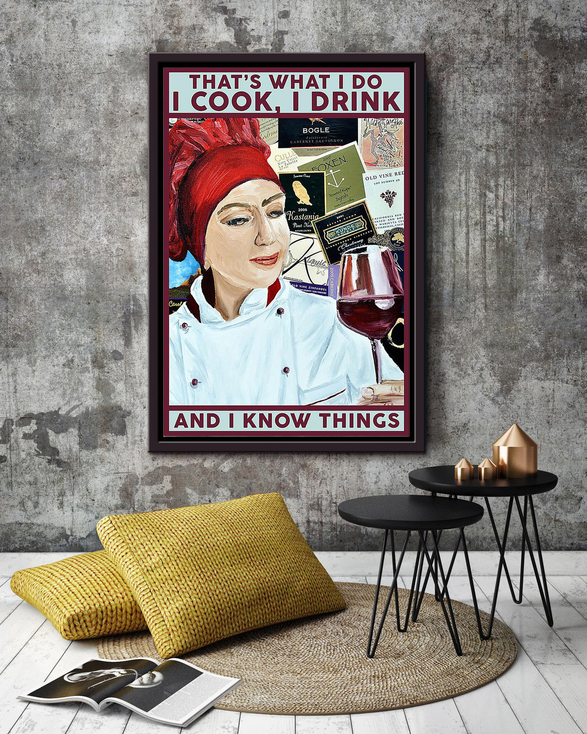 That's What I Do Cook Drink And Know Things Cooking Wall Art Gift For Chef Kitchen Decor 02 Framed Canvas Framed Prints, Canvas